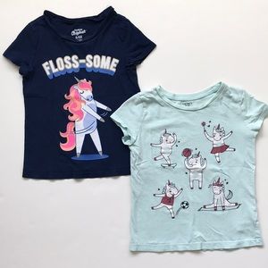 Bundle of Two Carter’s Unicorn Short Sleeve T-Shirts Size 6 and 7